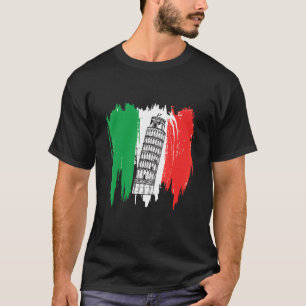 Italian Flag With Leaning Tower Of Pisa In Tuscany T-Shirt