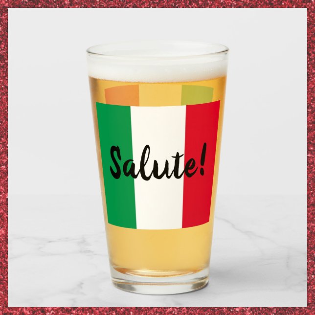 Italian Flag with Salute Greeting Glass (Bookmark my store! https://www.zazzle.com/store/capricepetit)