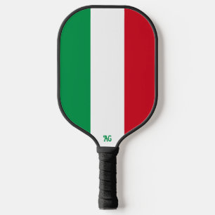 Italian Flag with Your Initials Pickleball Paddle