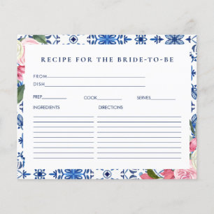 Italian Floral Bridal Shower Recipe Card