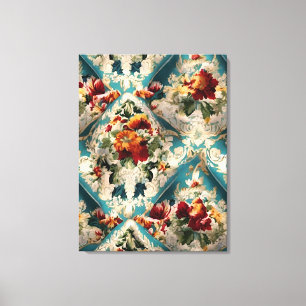 Italian Floral Damask Whimsical Pattern Canvas Print