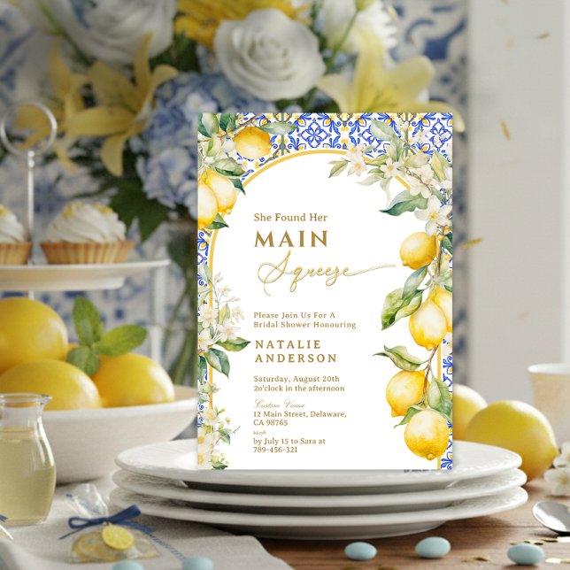 Italian Floral Lemon Main Squeeze Bridal Shower Invitation (Italian Floral Lemon Main Squeeze Bridal Shower Invitation)