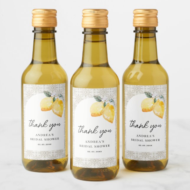 Italian Floral & Tile Bridal Shower Thank You Wine Label (Bottles)