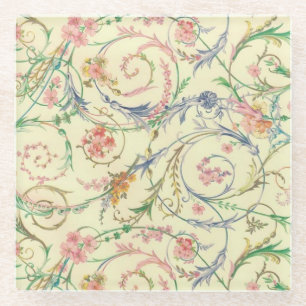 Italian Florentine Flourishes Pattern Glass Coaster