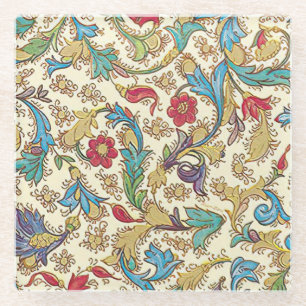 Italian Florentine Flourishes Pattern Glass Coaster