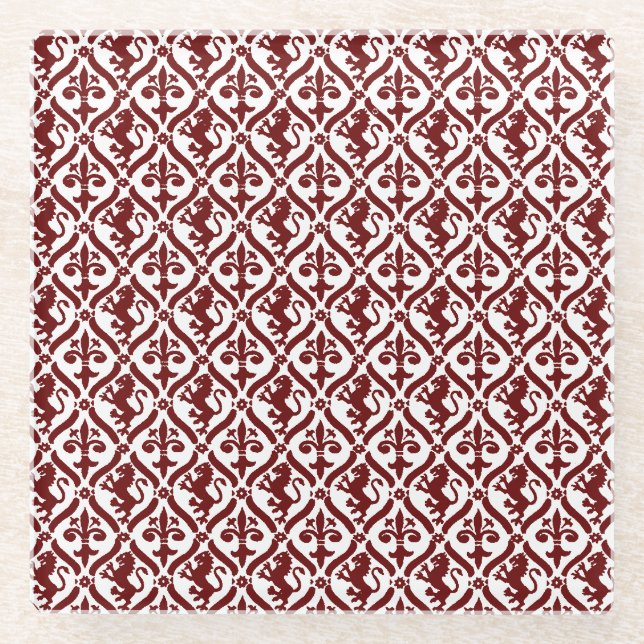 Italian Florentine Flourishes Pattern Glass Coaster (Front)