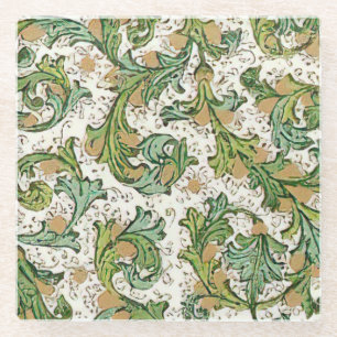 Italian Florentine Flourishes Pattern Glass Coaster