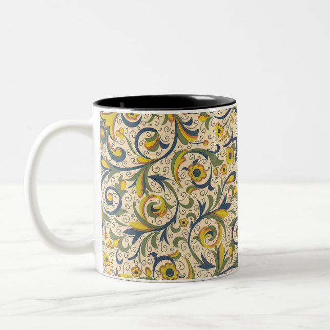 Italian Florentine Flourishes Two-Tone Coffee Mug (Left)