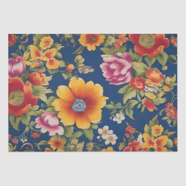 Italian Flower Print Decoupage /  Tissue Paper (Front)