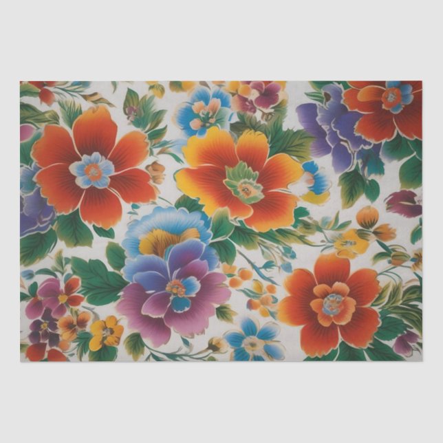 Italian Flower Print Decoupage /  Tissue Paper (Front)
