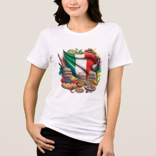 Italian Food and Landmarks Art Design Tri-Blend Shirt