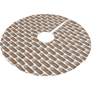 Italian Food Bakery Pastry Chocolate Chip Cannoli Brushed Polyester Tree Skirt