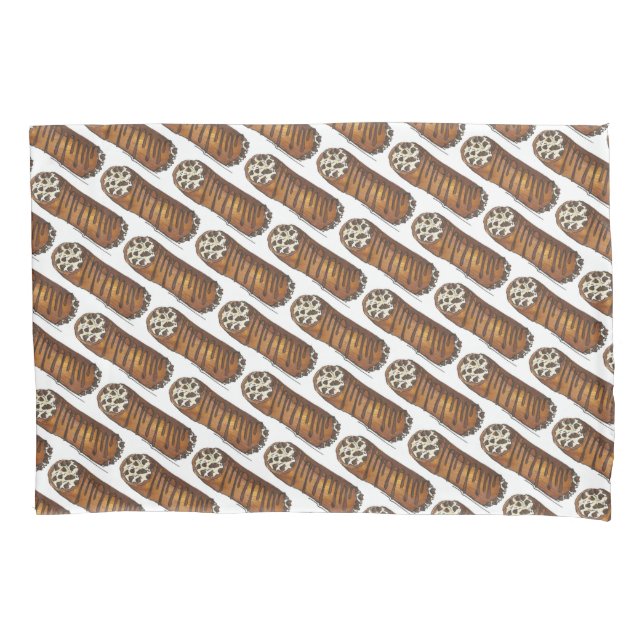 Italian Food Bakery Pastry Chocolate Chip Cannoli Pillowcase (Front)