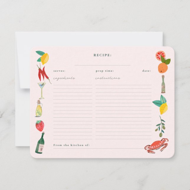 Italian Food Bridal Shower Recipe Enclosure Card (Front)