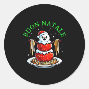 Italian Food Christmas Meatball Snowman Ugly Chris Classic Round Sticker