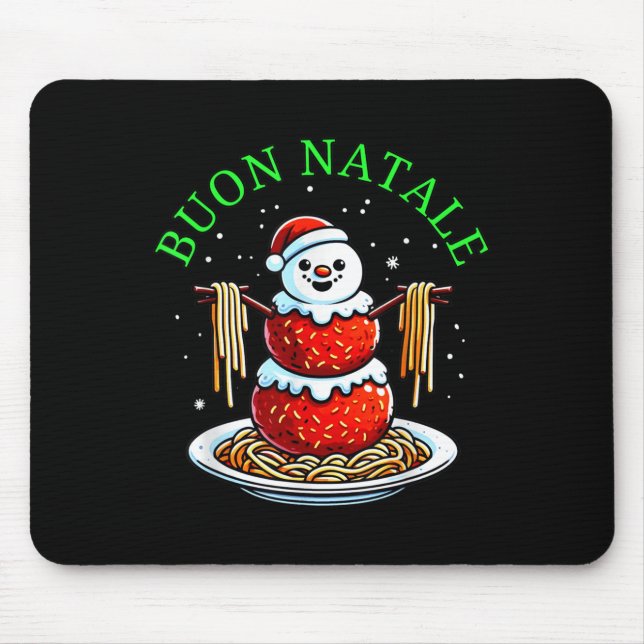 Italian Food Christmas Meatball Snowman Ugly Chris Mouse Mat (Front)
