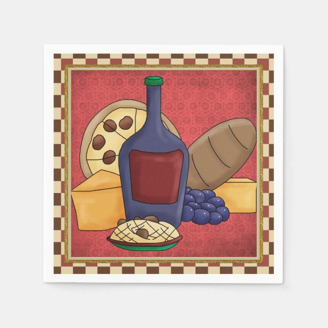 Italian Food fun paper napkins (Front)