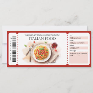 Italian Food Gift Certificate Invitation