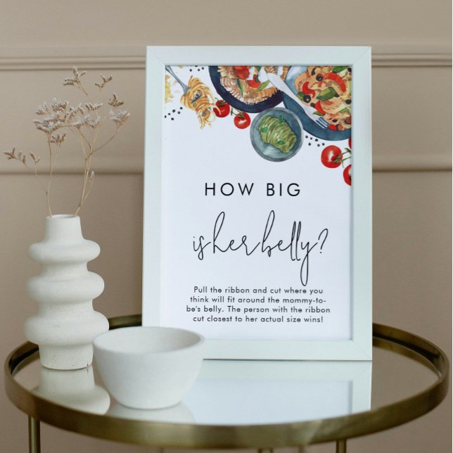 Italian Food How Big is Her Belly Baby Shower Game Poster (Creator Uploaded)