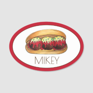 Italian Food Meatball Sub Sandwich Restaurant Name Tag