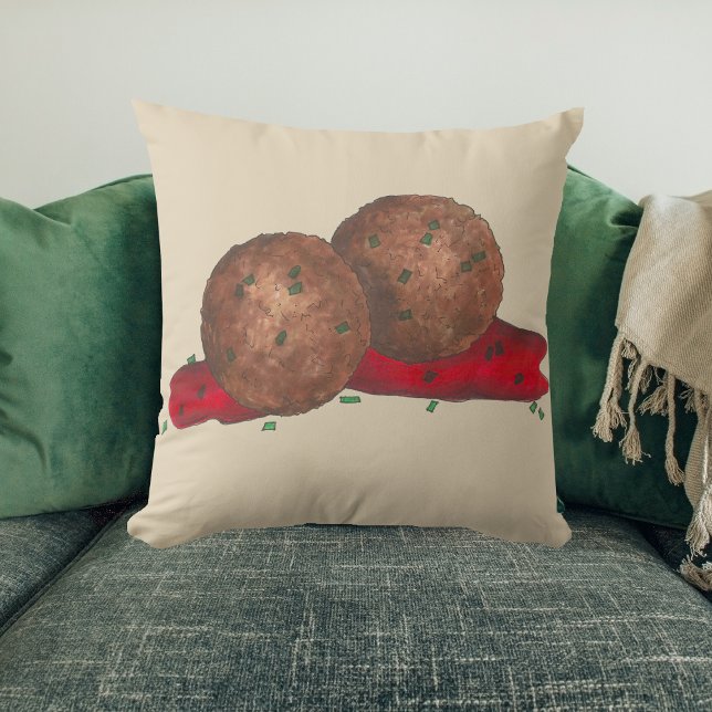 Italian Food Meatballs Marinara Sauce Cooking Cushion (Meatballs marinara pillow)