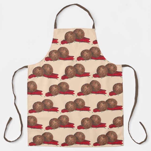Italian Food Meatballs Meat Balls Marinara Foodie Apron (Front)
