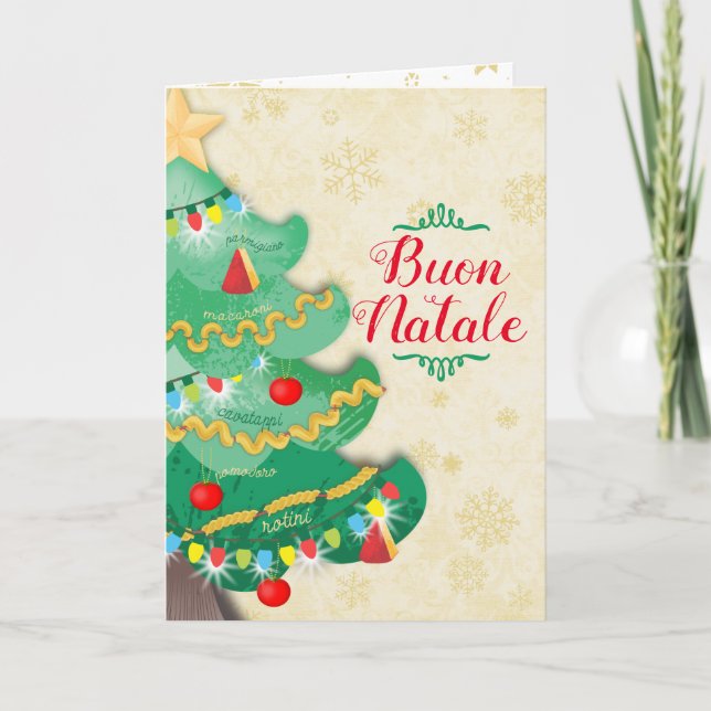 Italian food pasta Christmas tree chef catering Ho Holiday Card (Front)