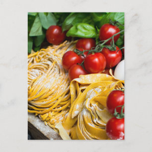 Italian Food Pasta Tomato Basil Postcard