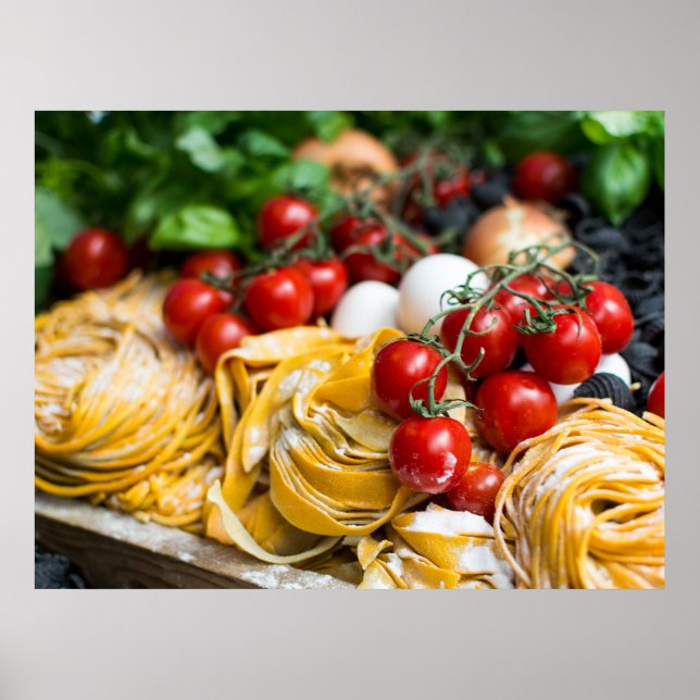 Italian Food Pasta Tomato Basil Poster (Front)