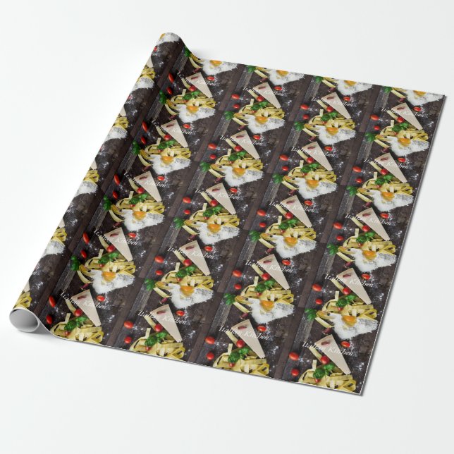 Italian Food Personalise Text Wrapping Paper (Unrolled)