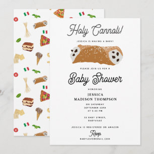 Italian Food Pizza Pasta Holy Cannoli Baby Shower Invitation