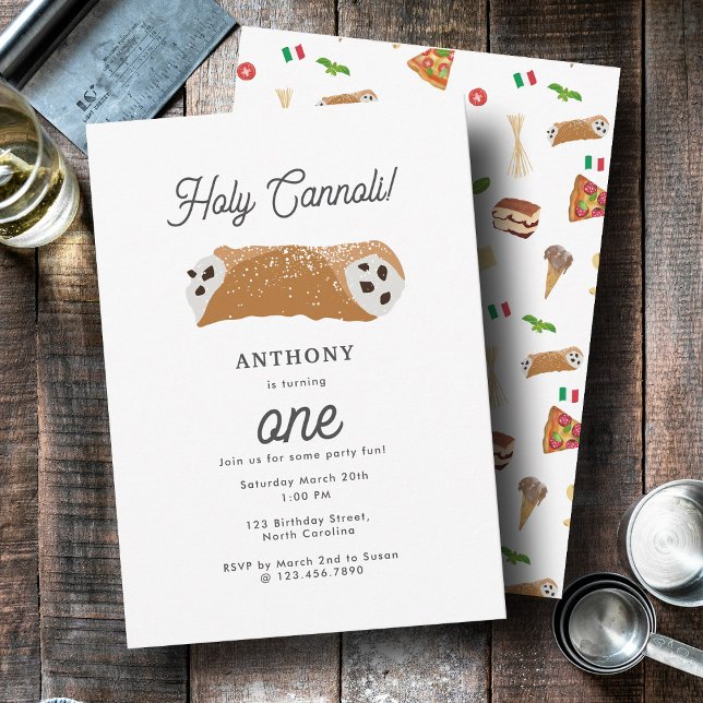 Italian Food Pizza Pasta Holy Cannoli Birthday Invitation (Italian Food Pizza Pasta Holy Cannoli Birthday Invitation)