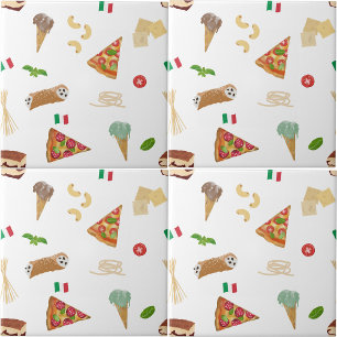 Italian Food Pizza Pasta Tiramisu Kitchen Tile