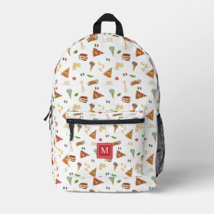 Italian Food Pizza Pasta Tiramisu Monogrammed Printed Backpack