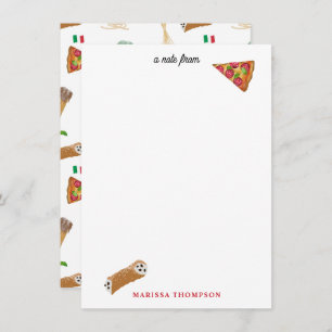 Italian Food Pizza Pasta Tiramisu Pattern Card