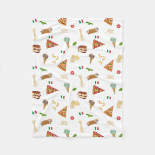 Italian Food Pizza Pasta Tiramisu Pattern Fleece Blanket