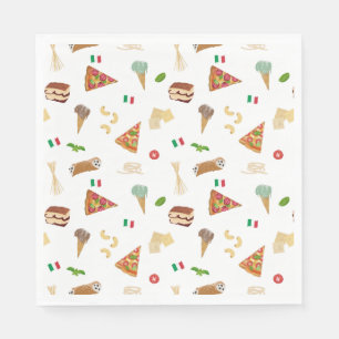 Italian Food Pizza Pasta Tiramisu Pattern Napkin