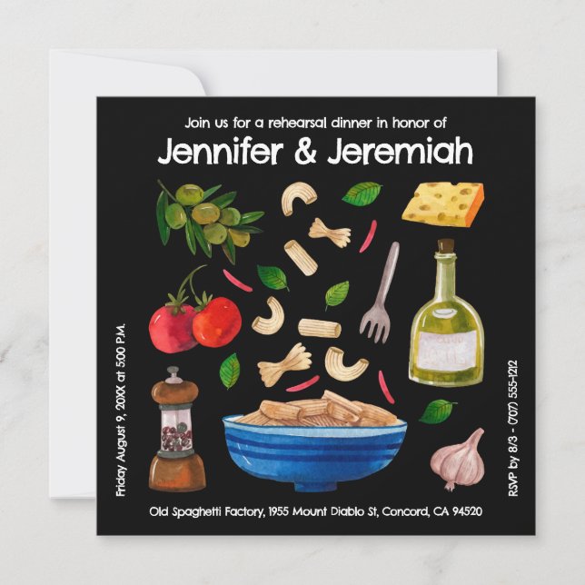 Italian Food Rehearsal Dinner Invitation (Front)