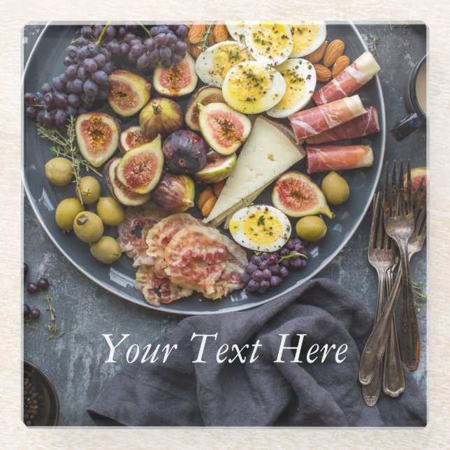 Italian Food Selection Glass Coaster (Front)