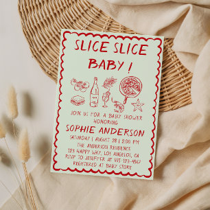 Italian Food Slice Slice Baby Pizza Baby Shower Invitation