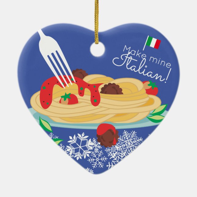 Italian food spaghetti pasta Christmas ornament (Back)