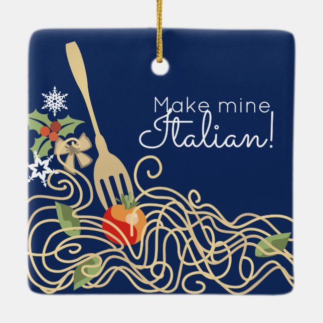 Italian food spaghetti pasta Christmas ornament (Back)