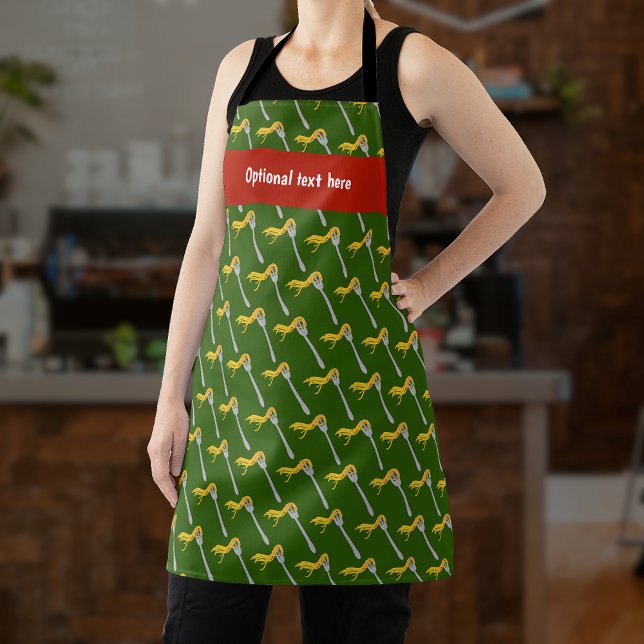 Italian Food - Spaghetti Twirl on Fork & your text Apron (Creator Uploaded)