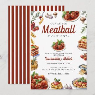 Italian Food   Watercolor Baby Shower Invitation