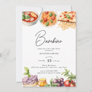  Italian Food | Watercolor Baby Shower Invitation