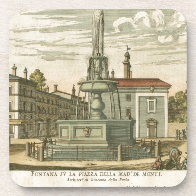 Italian Fountain in Town Square by Falda Coaster (Front)