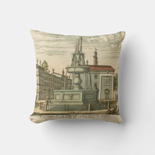 Italian Fountain in Town Square by Falda Cushion (Front)