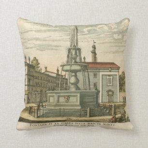 Italian Fountain in Town Square by Falda Cushion