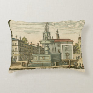 Italian Fountain in Town Square by Falda Decorative Cushion