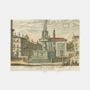 Italian Fountain in Town Square by Falda Fleece Blanket